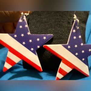 Patriotic Faux Leather Star Earrings-Perfect for Memorial Day and 4th of July